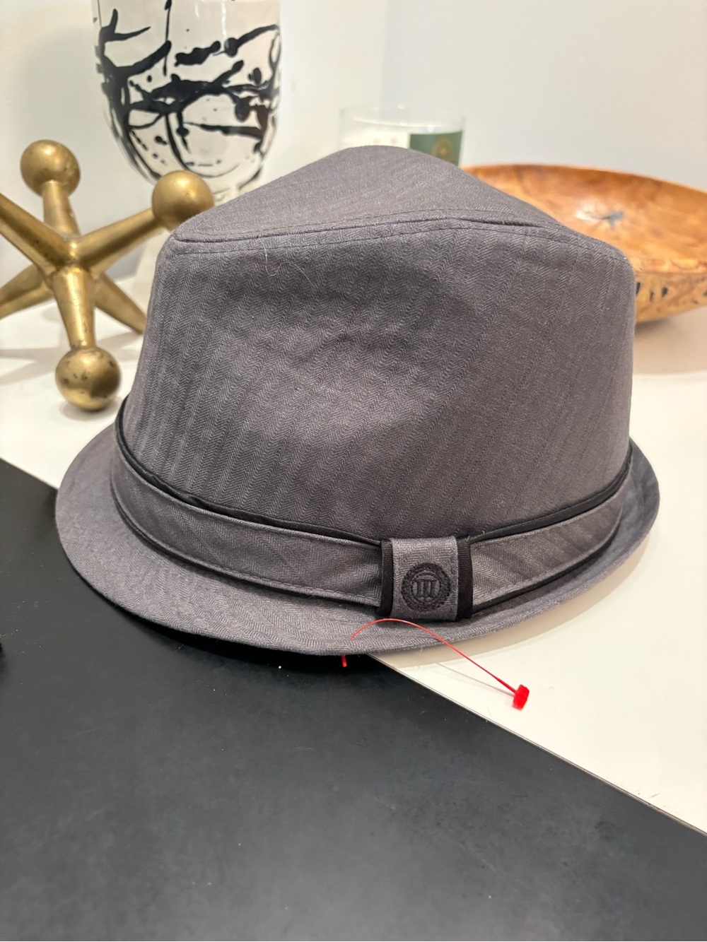 Men's Gray Fedora Hat with Trim Band